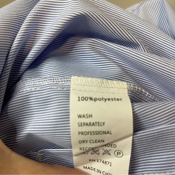 Avantlook Blue Striped Button up LS Shirt L NWT - Picture 7 of 7